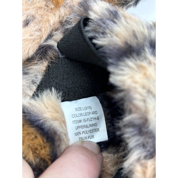 Charles Albert Leopard Print Faux Fur Slippers L (9/10) Soft & Cozy - Picture 4 of 8